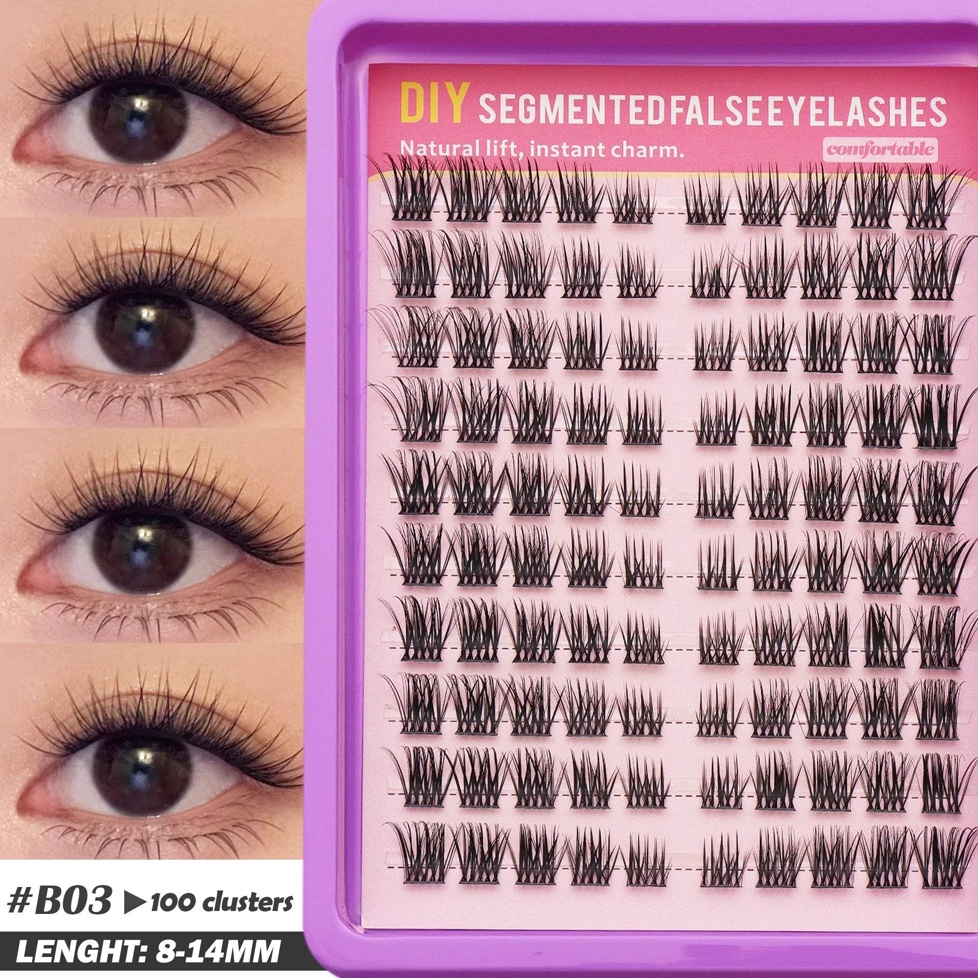 Ayrmilla Fox-Style False Eyelashes — Mixed Brown and Black Cluster Set