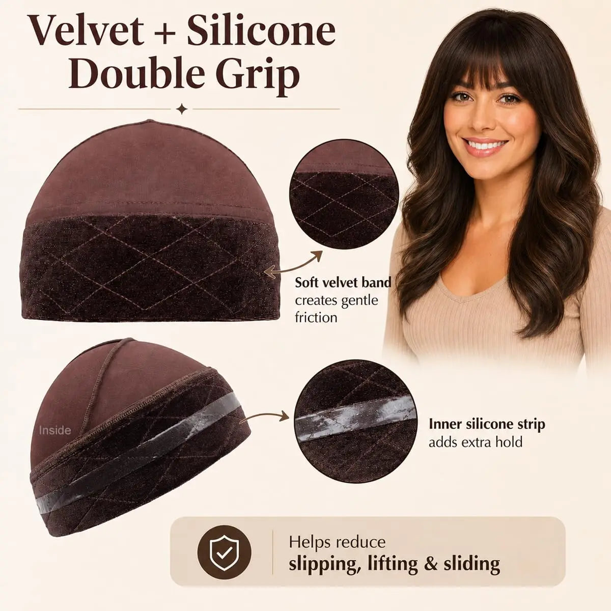 HMHIFI Non-Slip Wig Grip Cap — Adjustable Breathable Under Cap