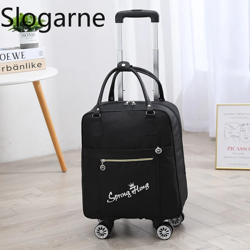 Rolling Travel Luggage Bag — Waterproof Oxford Cloth Suitcase with Wheels