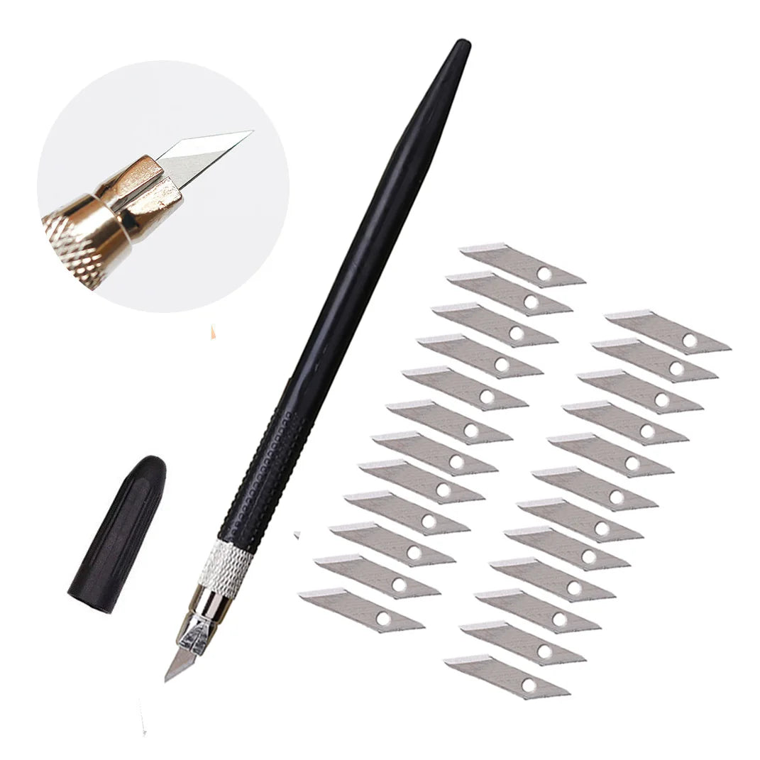 ABMRO Hobby Knife with 24 Spare Blades — Precision Craft Cutter for Art & DIY