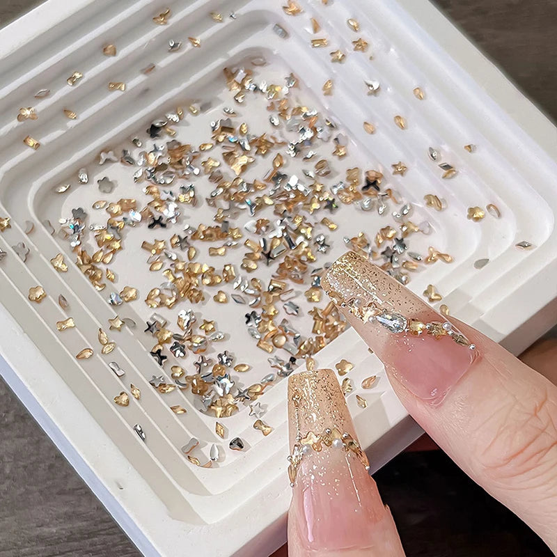 KQDSP Rhinestone Nail Charms — Multi-Shape Shiny Flat Back Gems