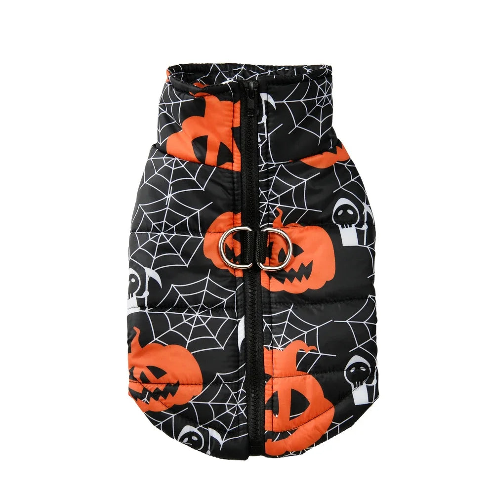 Holapet Halloween Dog Jacket — Waterproof Pumpkin Print Pet Coat