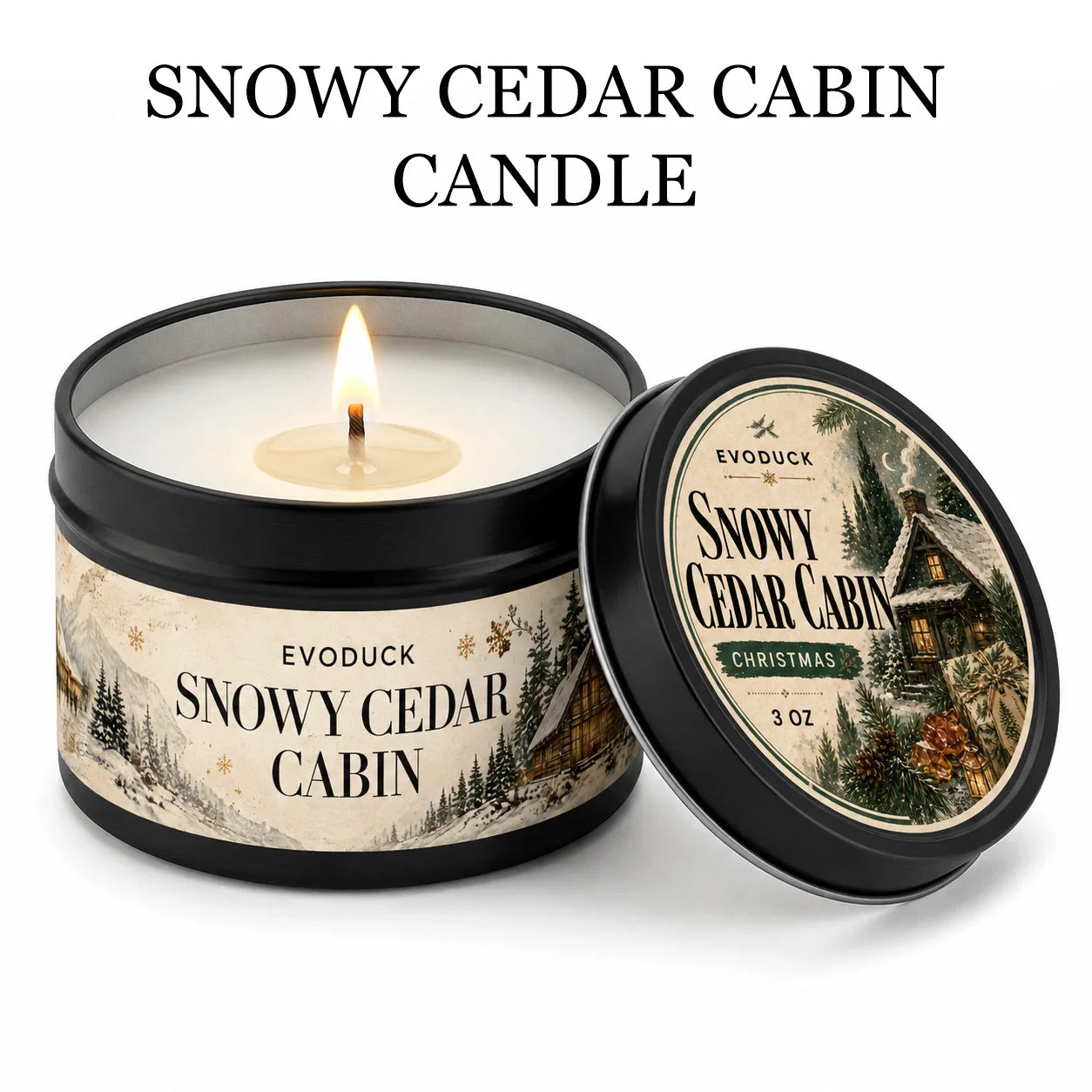 EVODUCK Cedar Amber Balsam Candle — Woodsy Pine Scented Holiday Gift