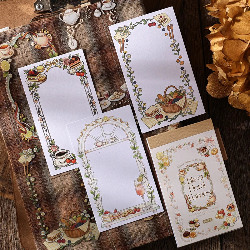 Flower Border Sticker Sheets — Decorative Scrapbooking Material for Journals
