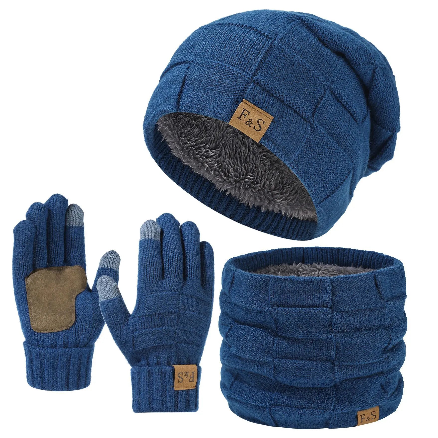 Men's Winter Thermal Set — Fleece Lined Beanie, Scarf, and Gloves