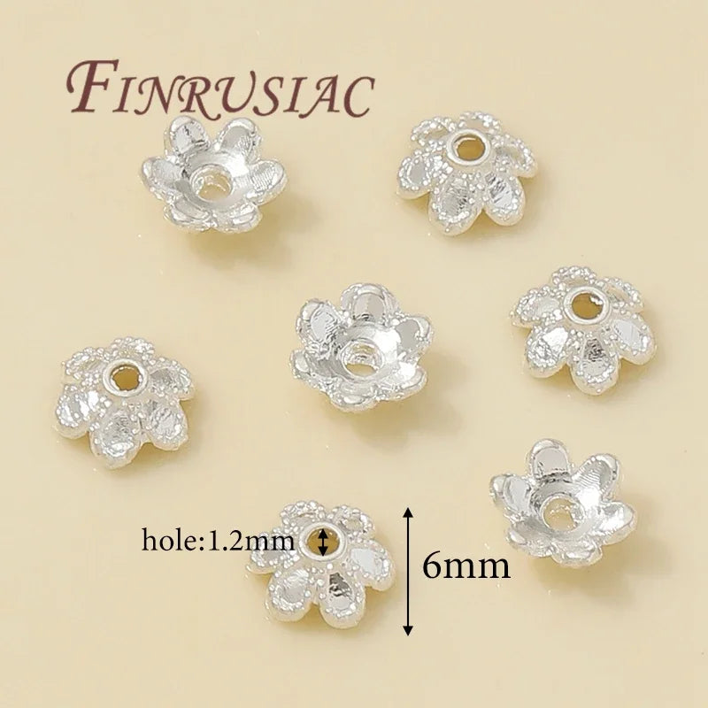 FINRUSIAC Gold Plated Brass Bead Caps — Round Jewelry Findings for DIY Necklaces