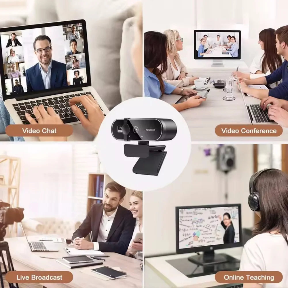 High-Definition Autofocus Webcam — Integrated Microphone for Streaming & Video Calls