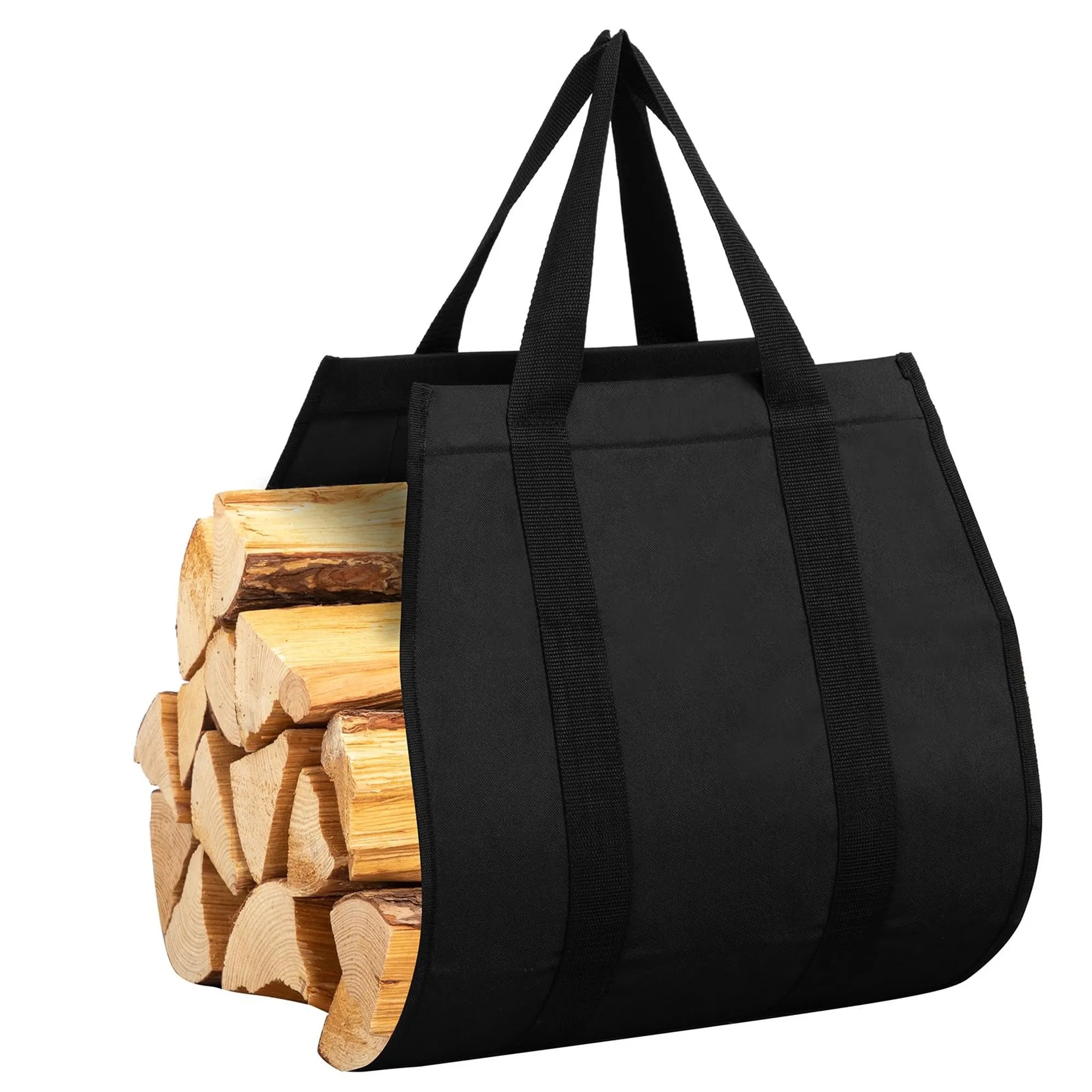 Metal Firewood Rack with Canvas Log Carrier — Indoor & Outdoor Storage