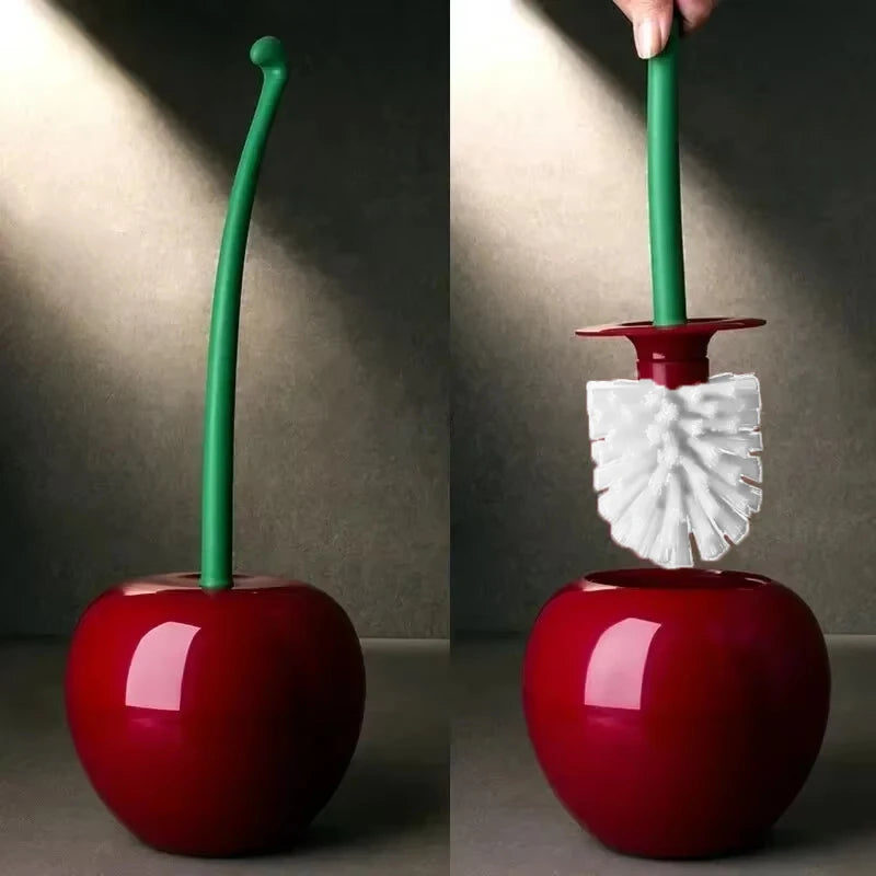 Cherry Shaped Toilet Brush Set — Creative Bathroom Cleaning Tool