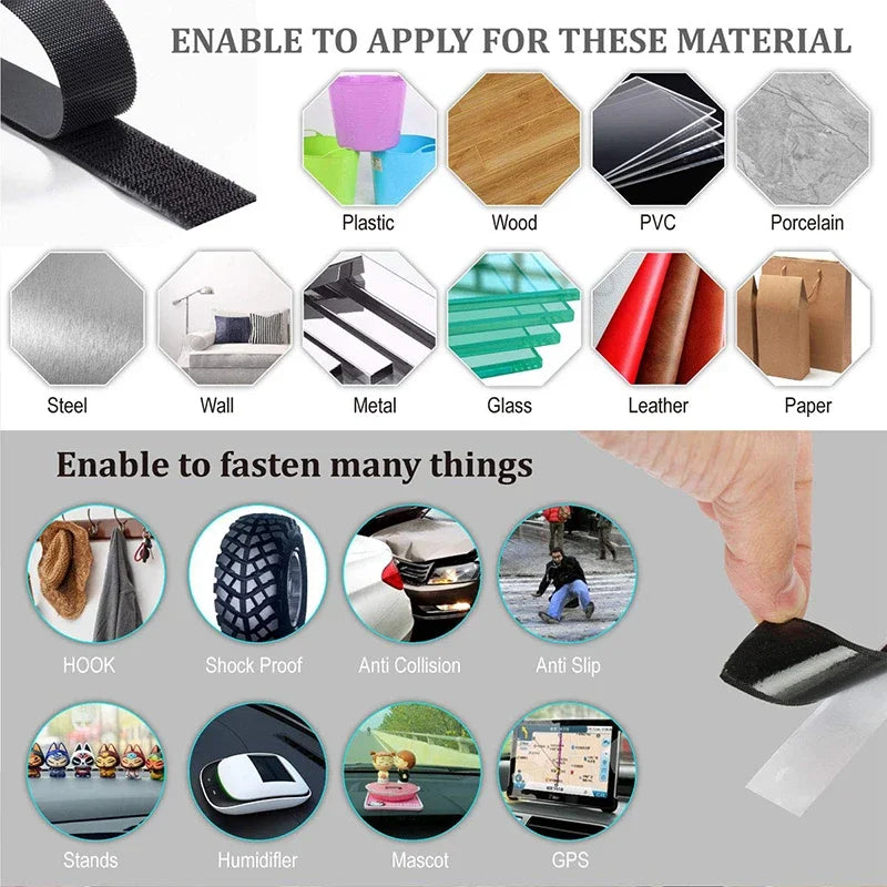 Self-Adhesive Hook and Loop Tape — Strong Fastener Strip for Home & DIY