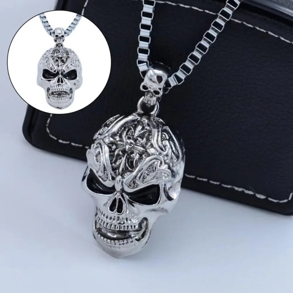 Vintage Gothic Skull Necklace — Punk Style Metal Pendant Jewelry