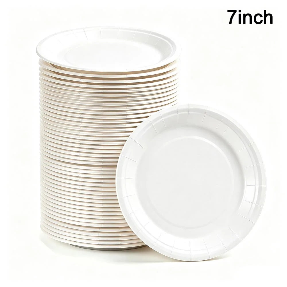 Solid Color Paper Plates — Disposable 7-Inch Party Tableware