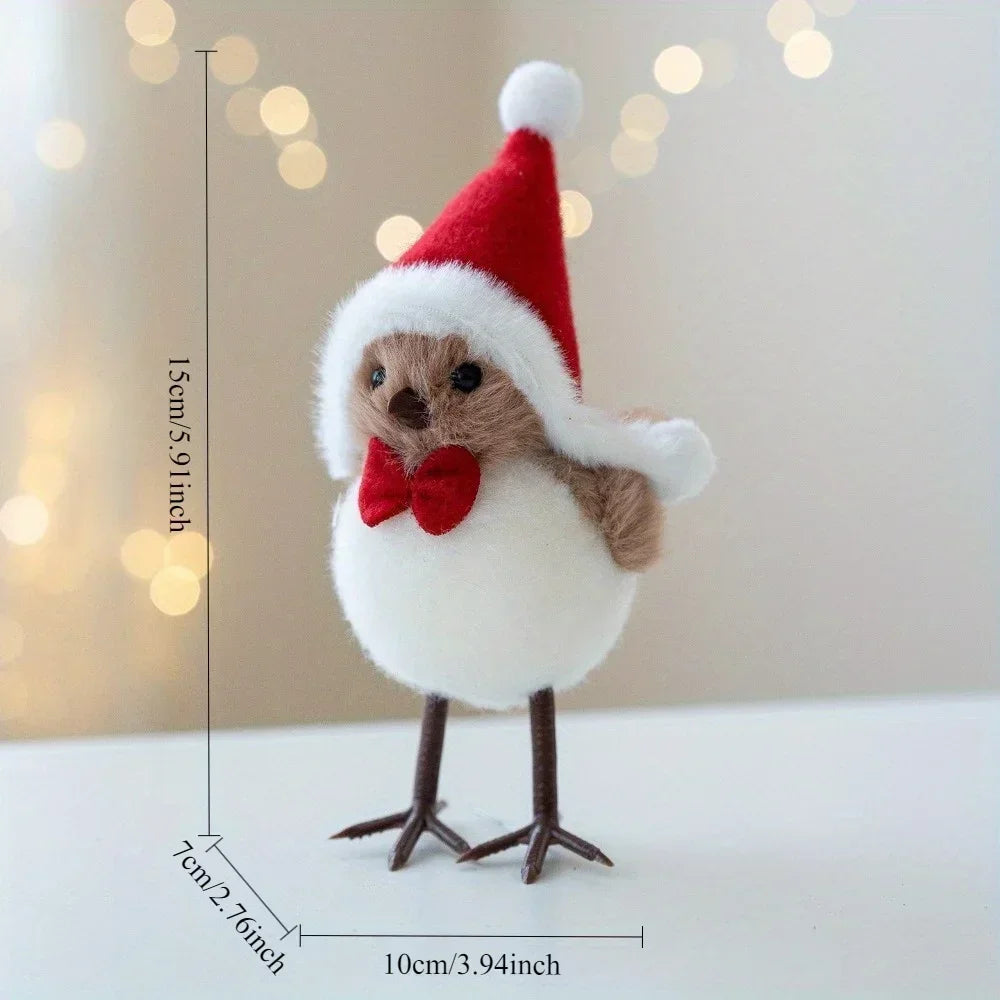 Festive Foam Bird Ornaments — Christmas Tree Pendants with Red Scarves