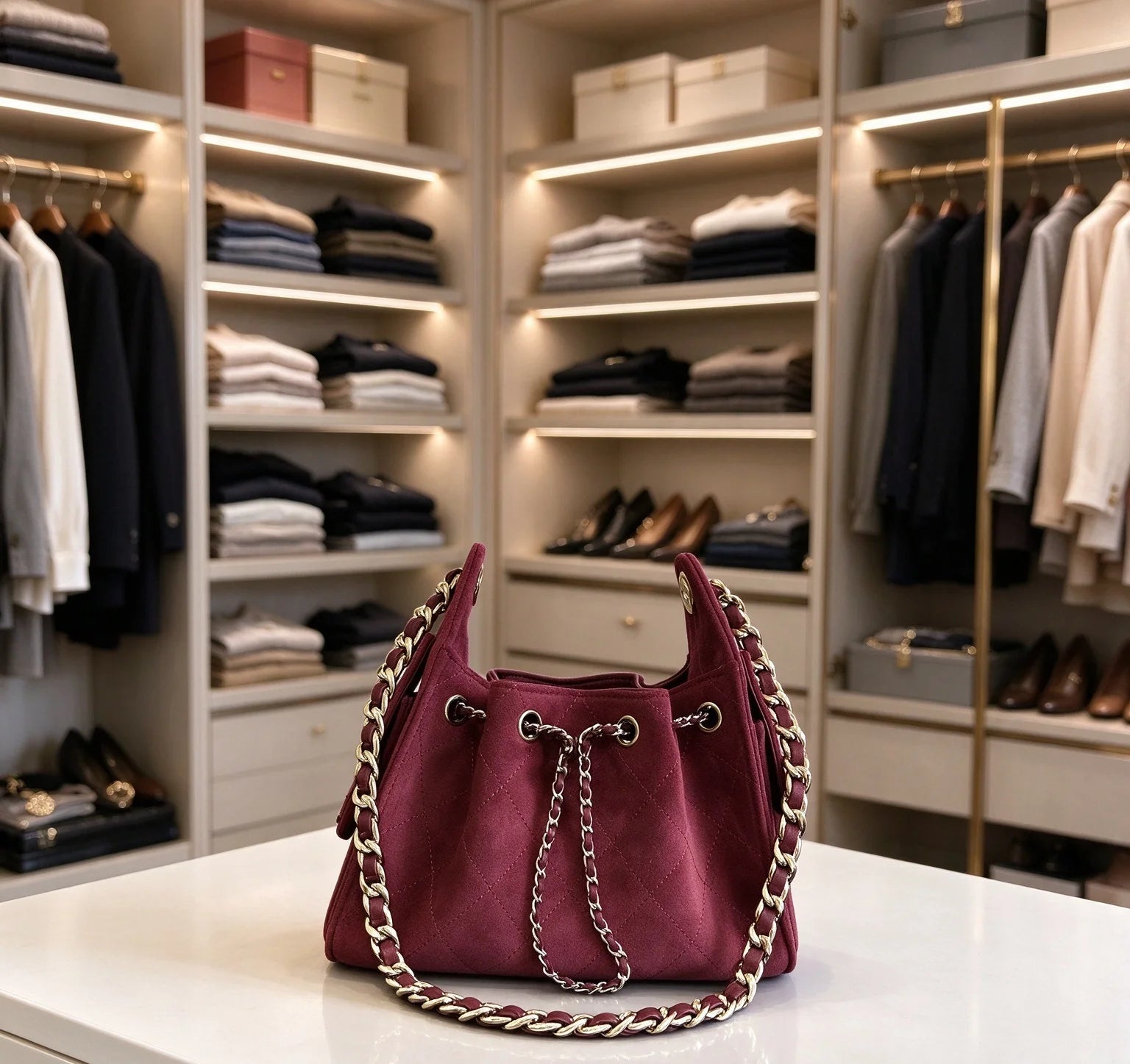 Classic Genuine Leather Handbag — Minimalist Shoulder Purse with Adjustable Strap