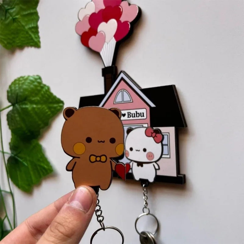 Cartoon Acrylic Key Holder — Decorative Wall Organizer & Fridge Magnet