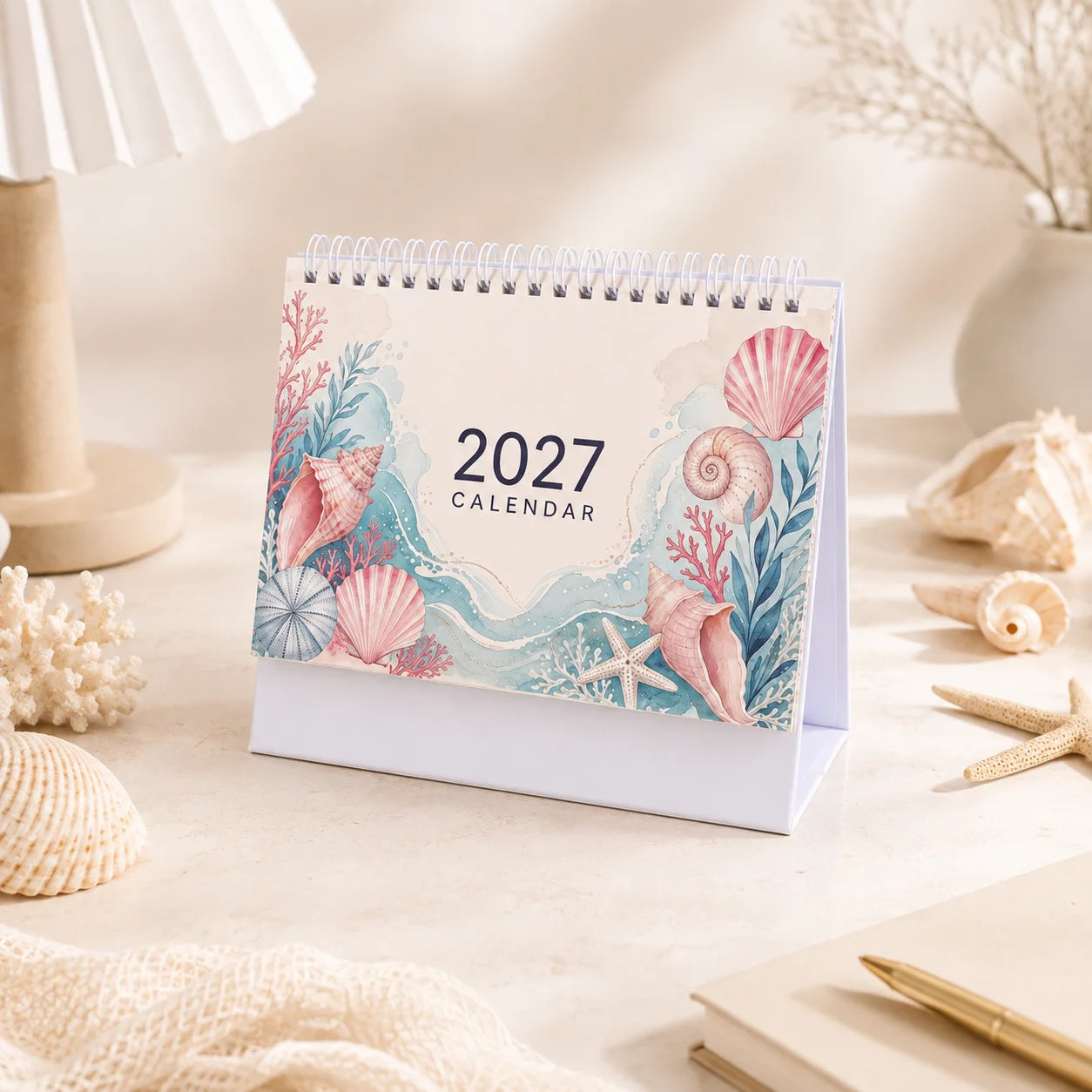 2027 Desk Planner Calendar — Spiral Bound Monthly Organizer, Floral Design