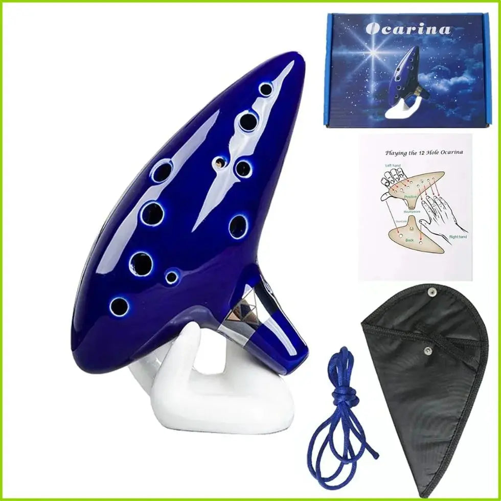 12 Hole Alto C Ceramic Ocarina — Professional Musical Instrument Set