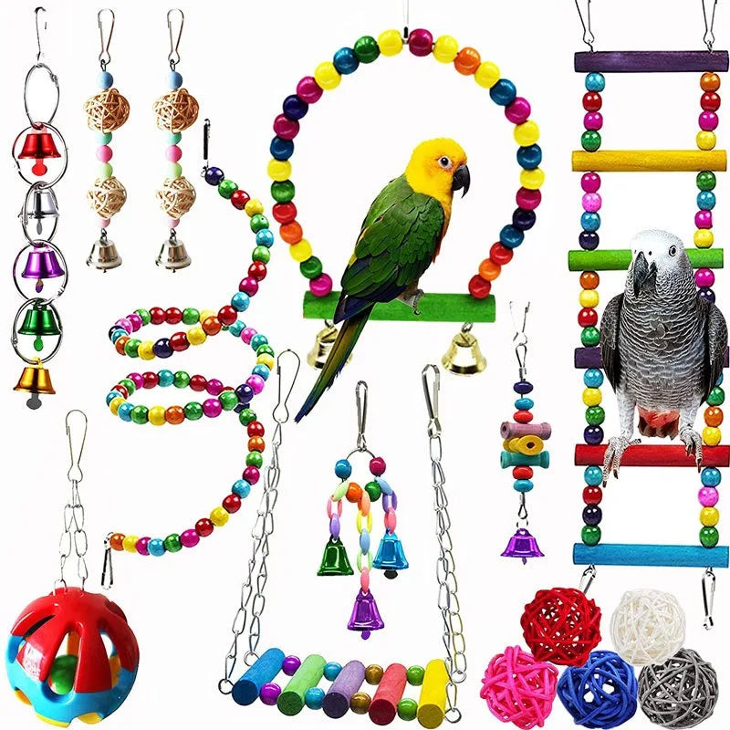 DKSTINYE Parrot Toy Set — Interactive Training Accessories for Small Birds