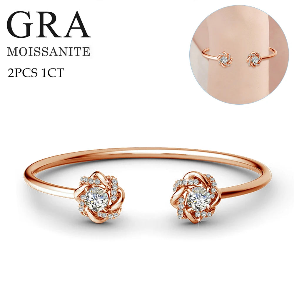Silver Chakra Moissanite Jewelry Set — Luxury Necklace, Earrings & Bangle