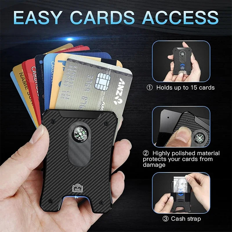FUNTINGTREE Metal Minimalist Wallet — Slim RFID Blocking Money Clip
