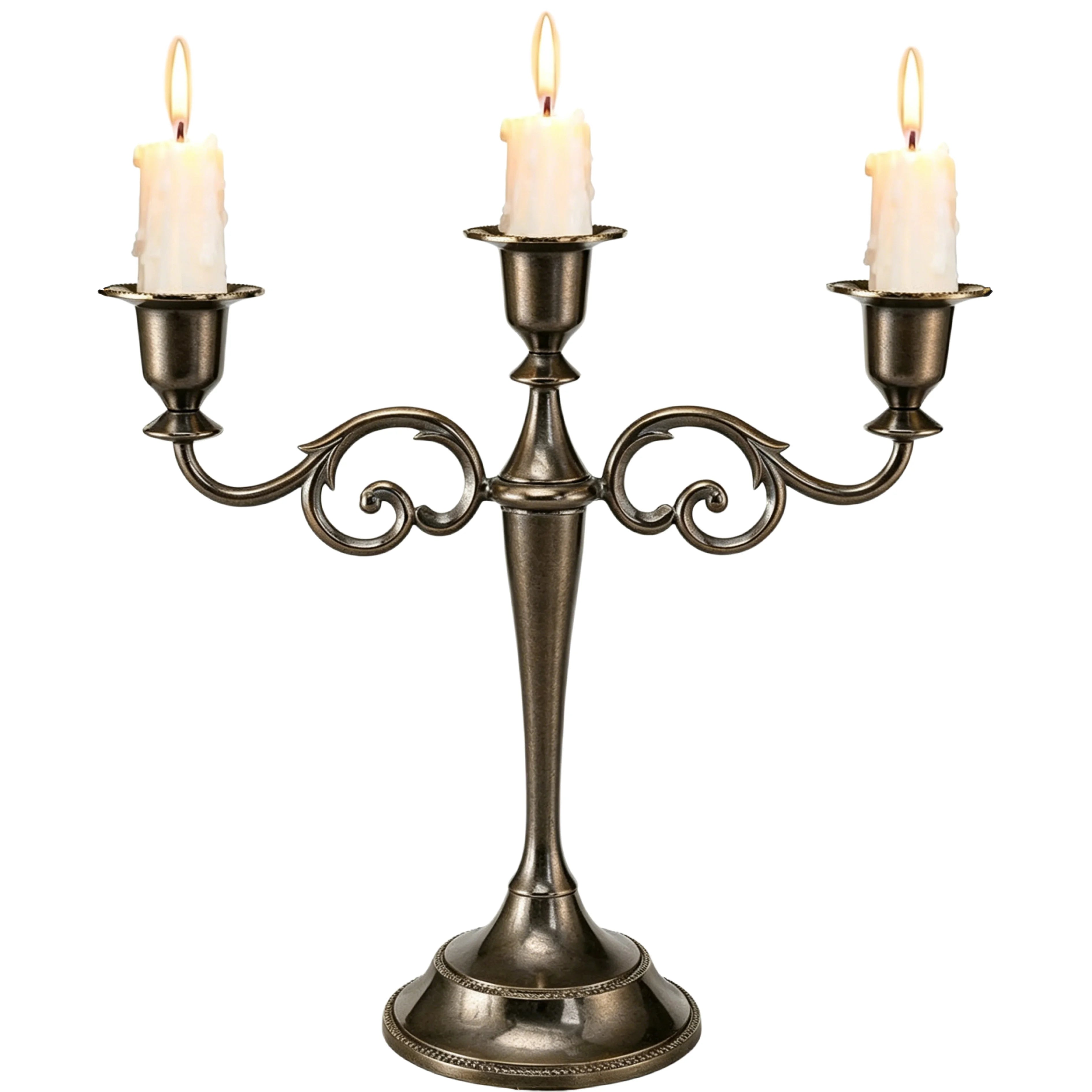 Vintage Scroll 3-Arm Metal Candelabra — Elegant Taper Candle Stand
