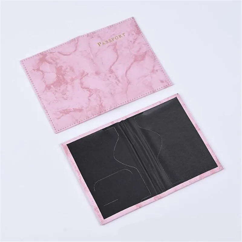 Marble Pattern Passport Cover — Ultra-Thin Travel Document Holder
