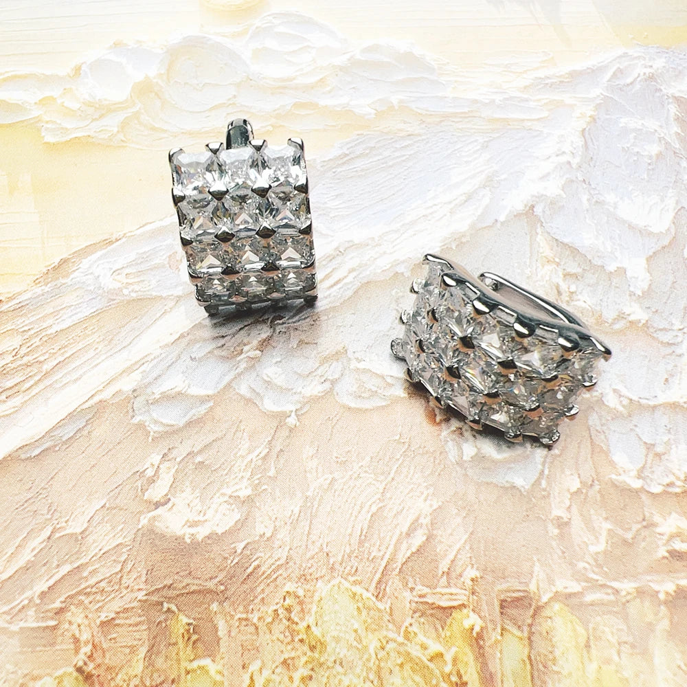 Thaddaeus Zircon Pave Hoop Earrings — Elegant 925 Sterling Silver Jewelry