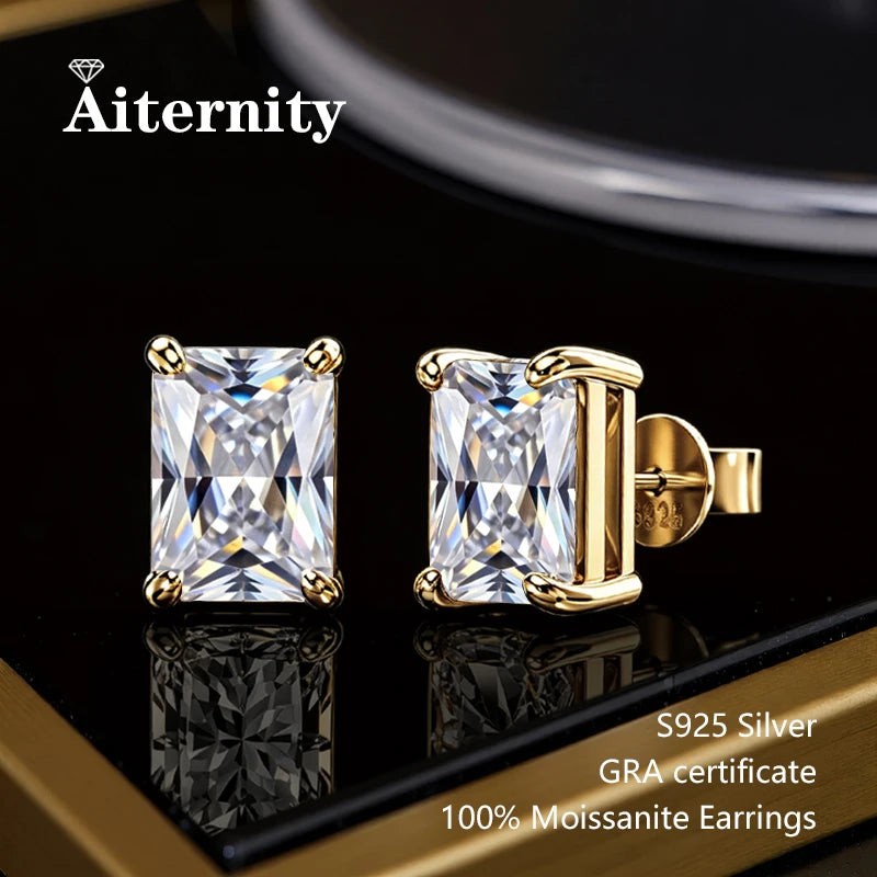 AITERNITY Moissanite Stud Earrings — Elegant S925 Silver Wedding Jewelry