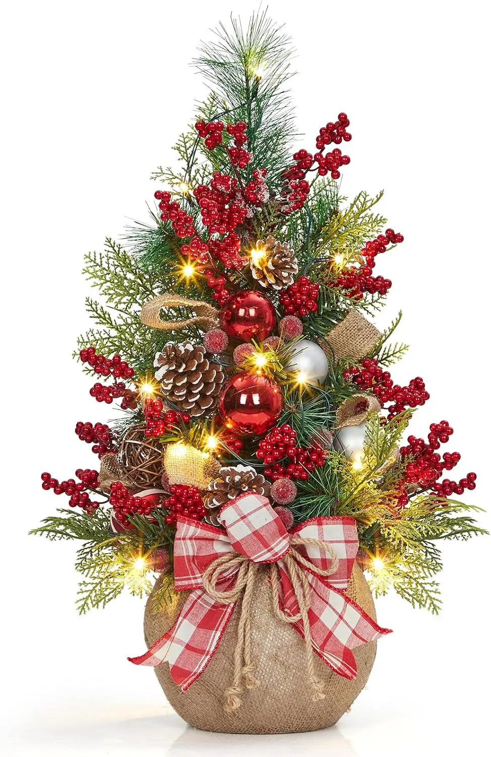 Garvee 24-Inch LED Christmas Tree — Pre-Lit Tabletop Decor with 8 Lighting Modes