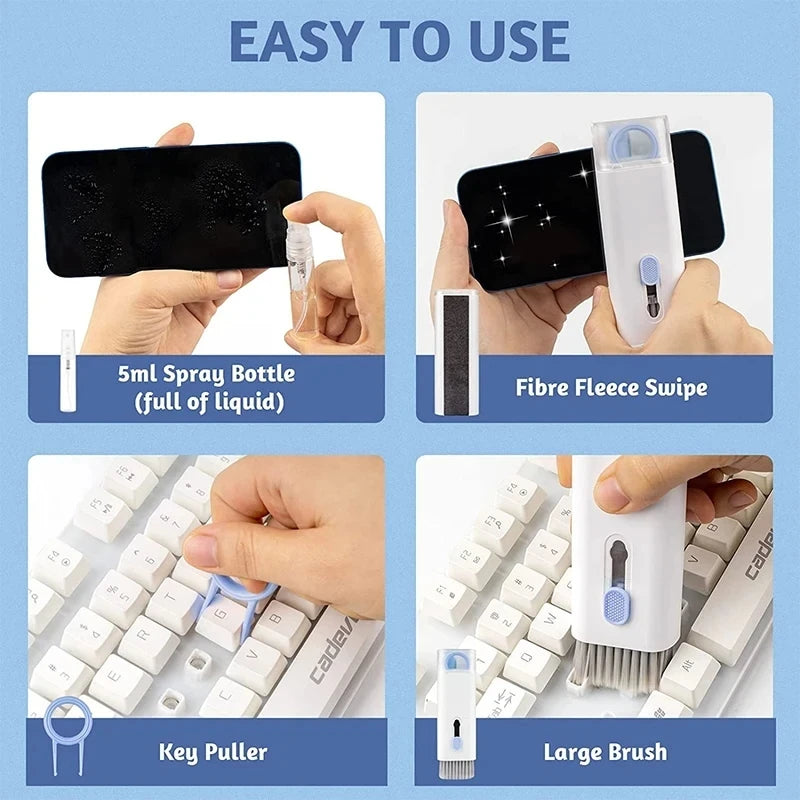 7-in-1 Electronics Cleaning Kit — Multi-Functional Tool Set for Keyboards and Earbuds