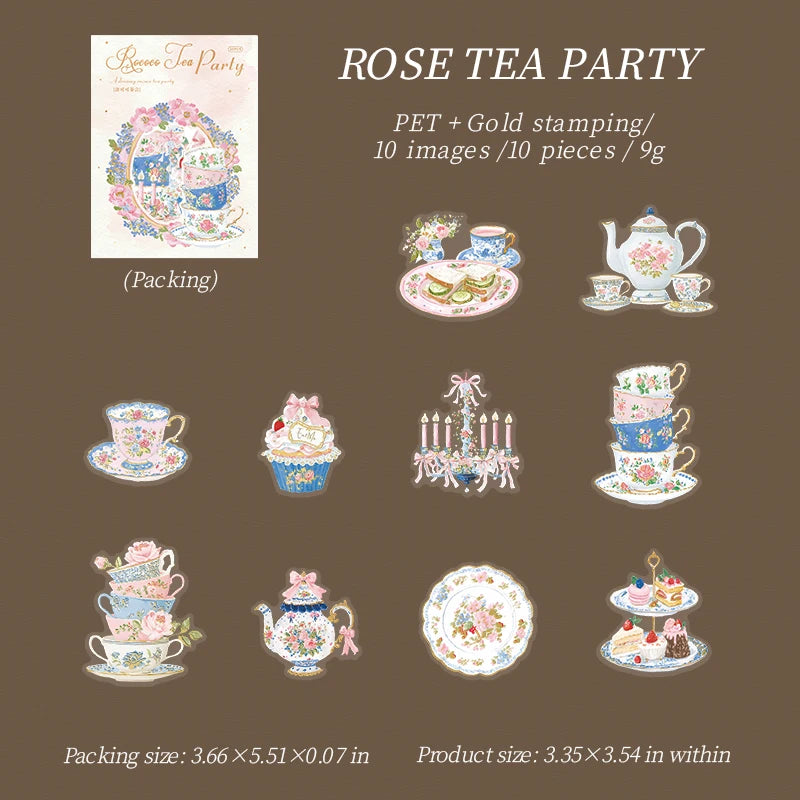 Rococo Theme Decorative Stickers — 10 Sheets of Large PET Decals for Scrapbooking
