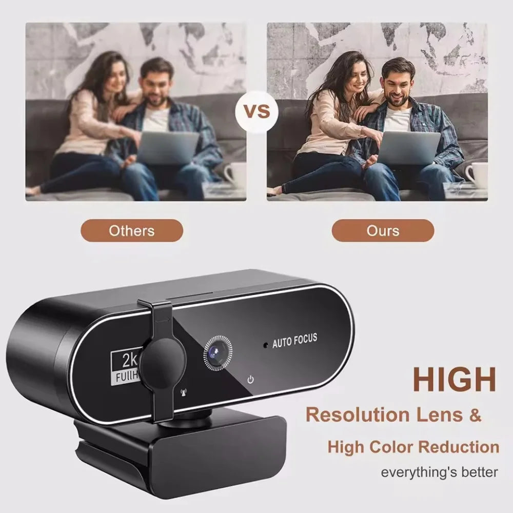 High-Definition Autofocus Webcam — Integrated Microphone for Streaming & Video Calls