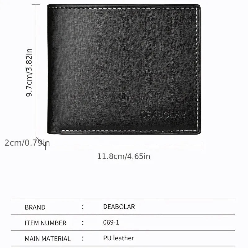 DEABOLAR Men's PU Leather Wallet — Slim Folding Card Holder