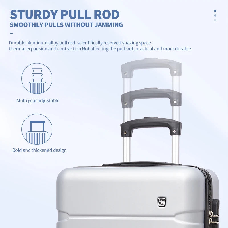 Oiwas Rolling Luggage Suitcase — Durable ABS Carry On Travel Trolley
