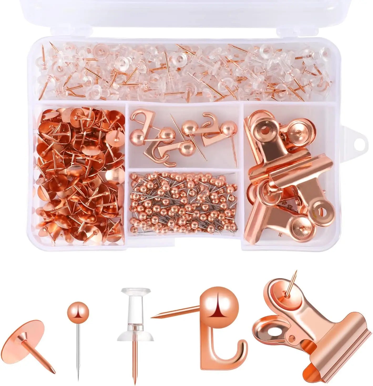 LZN 310-Piece Office Stationery Set — Decorative Push Pins & Binder Clips