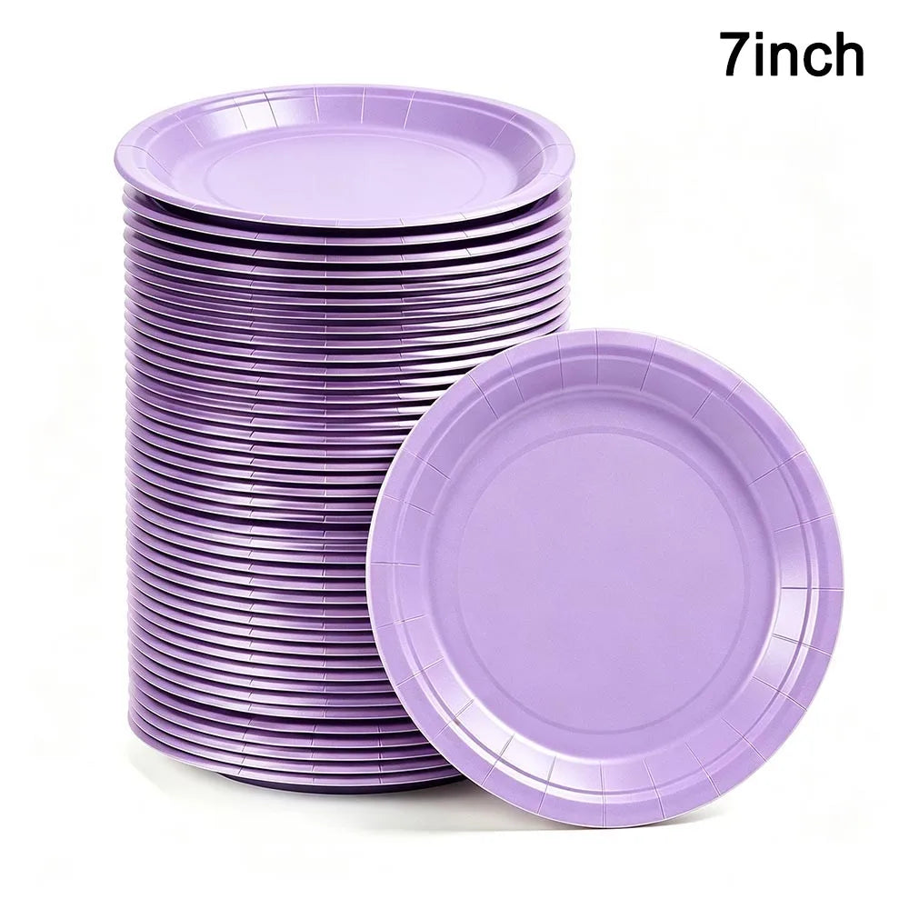 Solid Color Paper Plates — Disposable 7-Inch Party Tableware