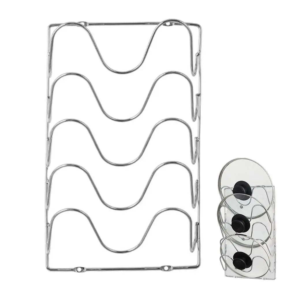 5-Tier Wall Mounted Pot Lid Rack — Space Saving Kitchen Organizer