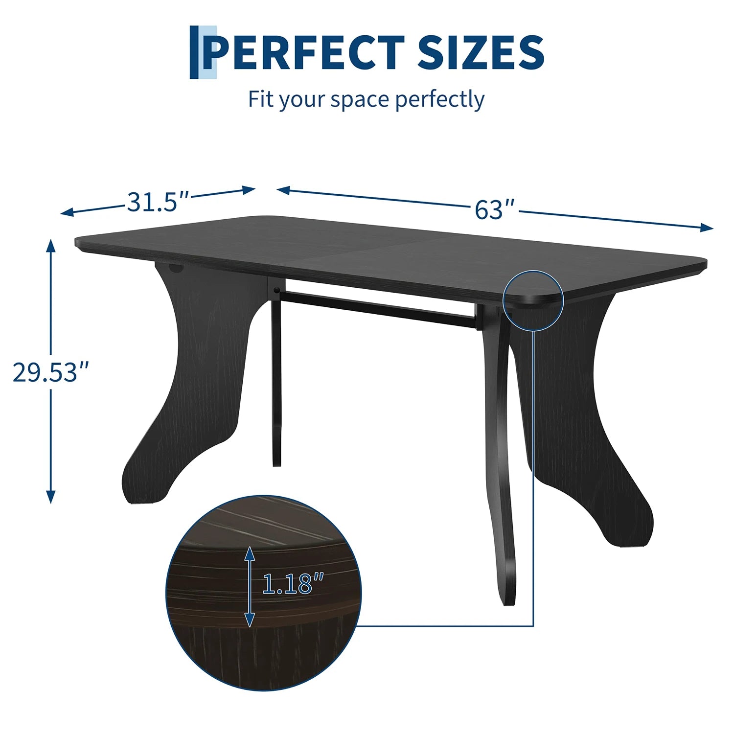 HiMISS 63 Inch Rectangular Dining Table — Modern Farmhouse Design with Antler Style Legs