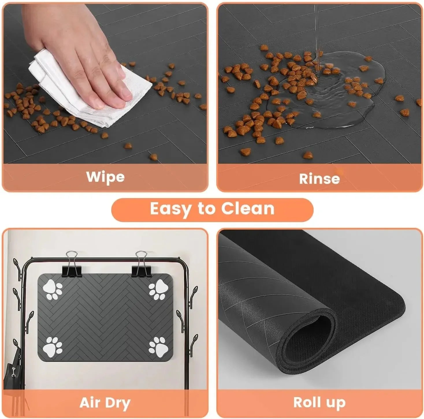 Absorbent Pet Feeding Mat — Waterproof Placemat with Non-Slip Rubber Backing