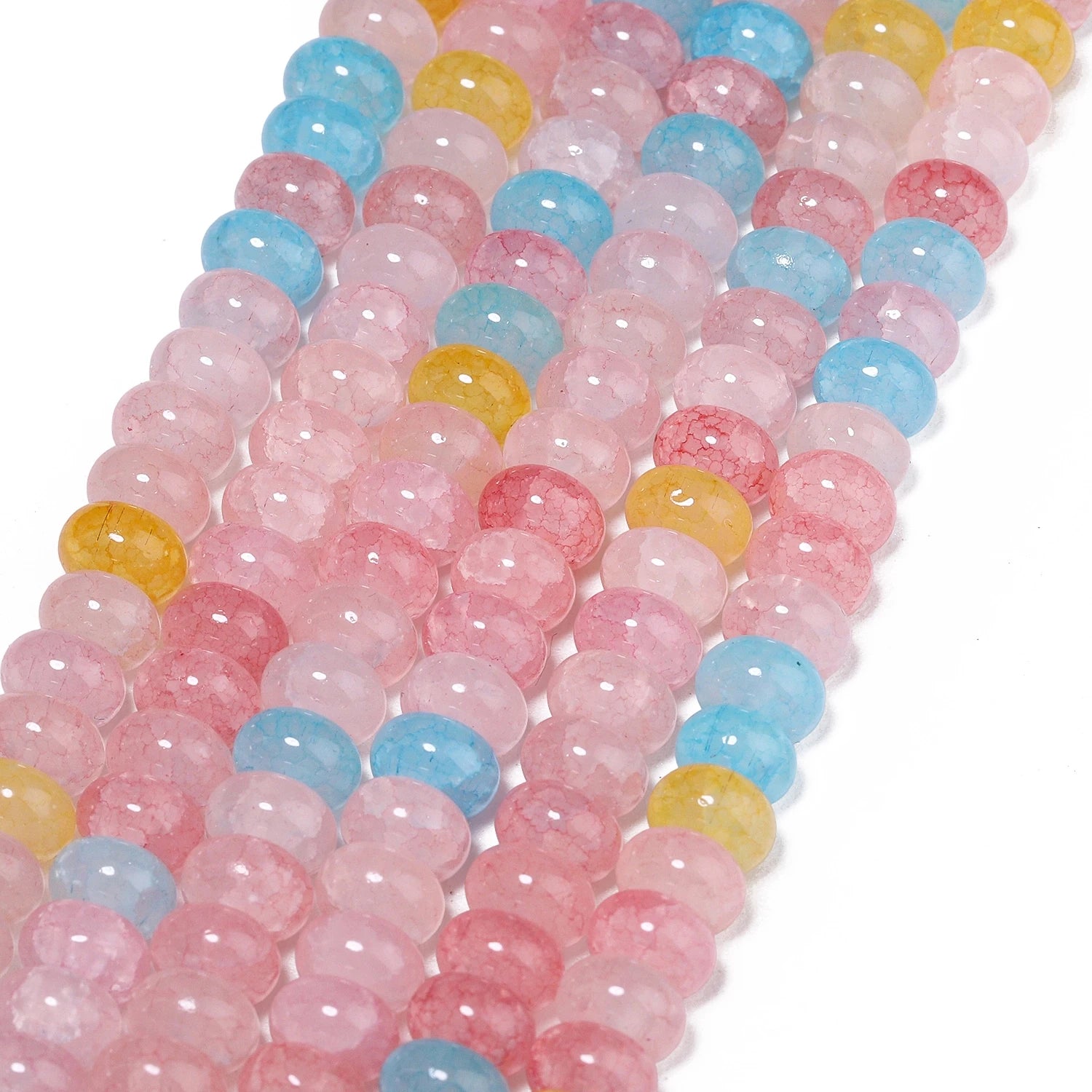 Cracked Morganite Jade Abacus Beads — Loose Rondelle Spacers for Jewelry Making