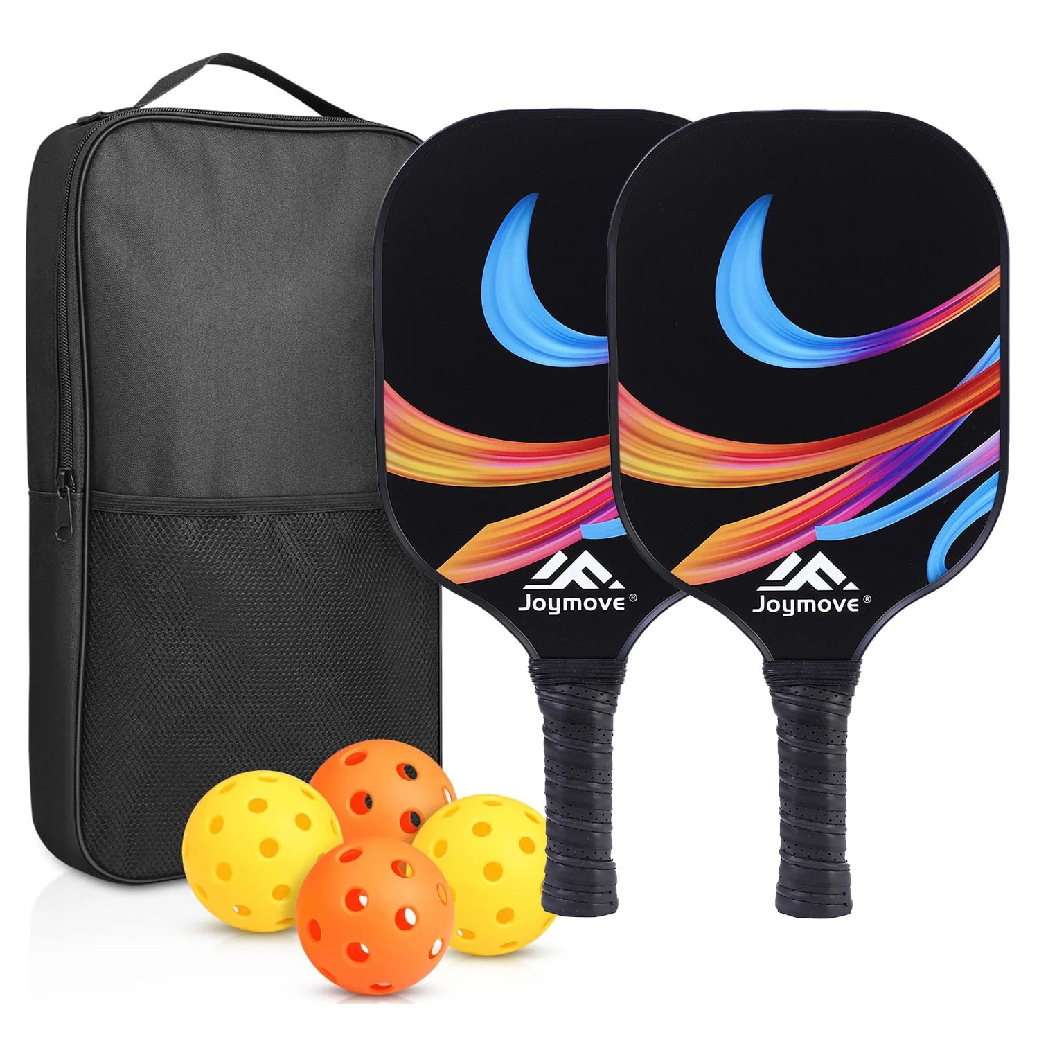GojoyLiu Pickleball Paddle Set — Durable Fiberglass Rackets with 4 Balls