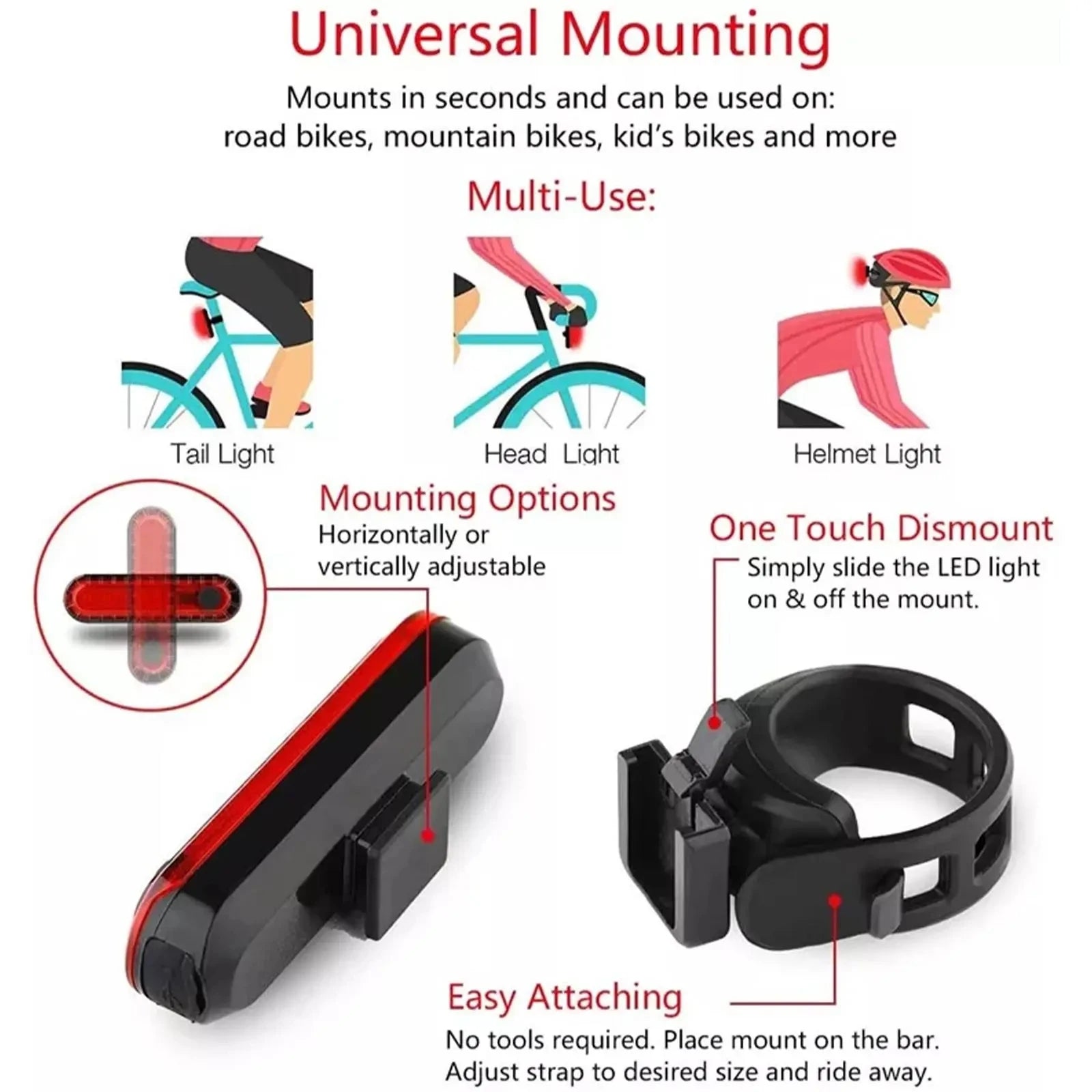 USB Rechargeable Rear Bike Tail Light — Ultra Bright LED Safety Light