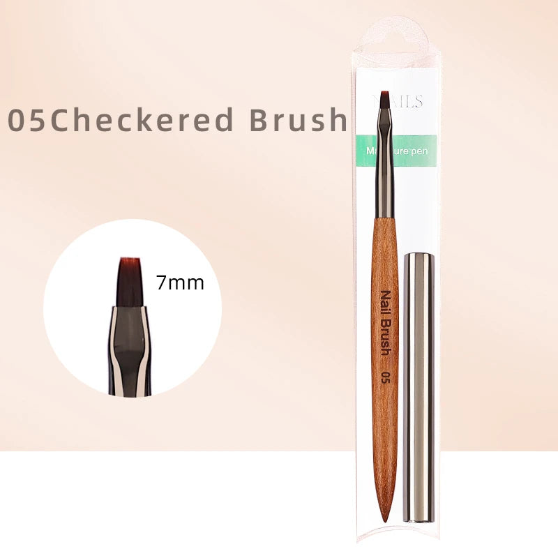 Professional Nail Art Brush Set — Sandalwood Handle Manicure Tools