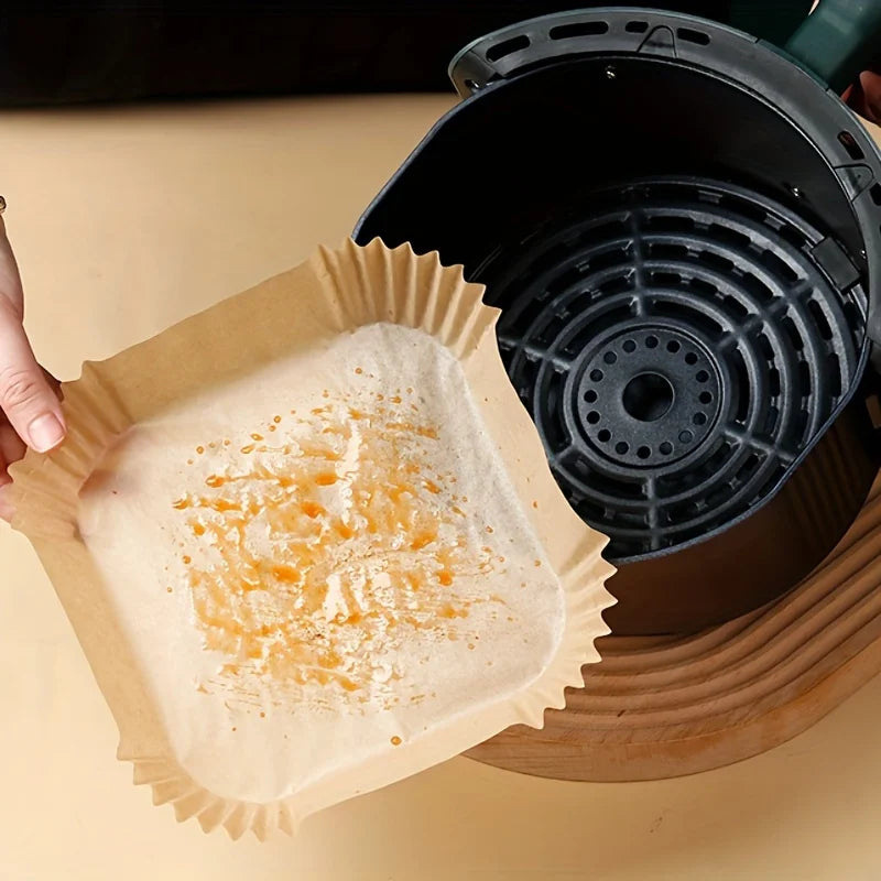 Non-Stick Air Fryer Paper Liners — 50 Pack for Baking and Microwave