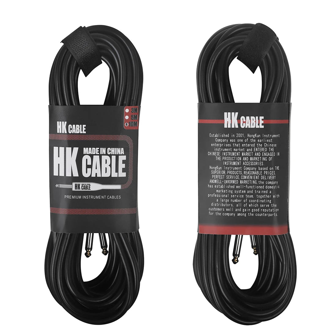 Miwayer Black Leather Guitar Cable — Shielded Audio Cord for Bass and Instruments