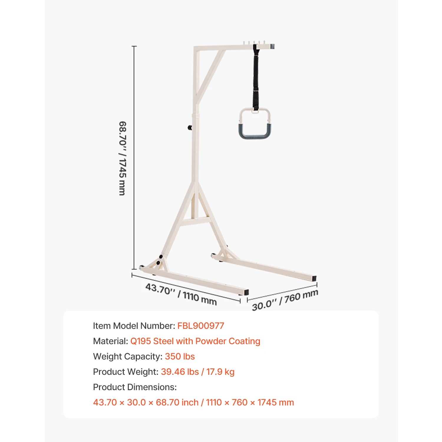 SucceBuy Bed Trapeze Bar — Height-Adjustable Mobility Aid with Casters