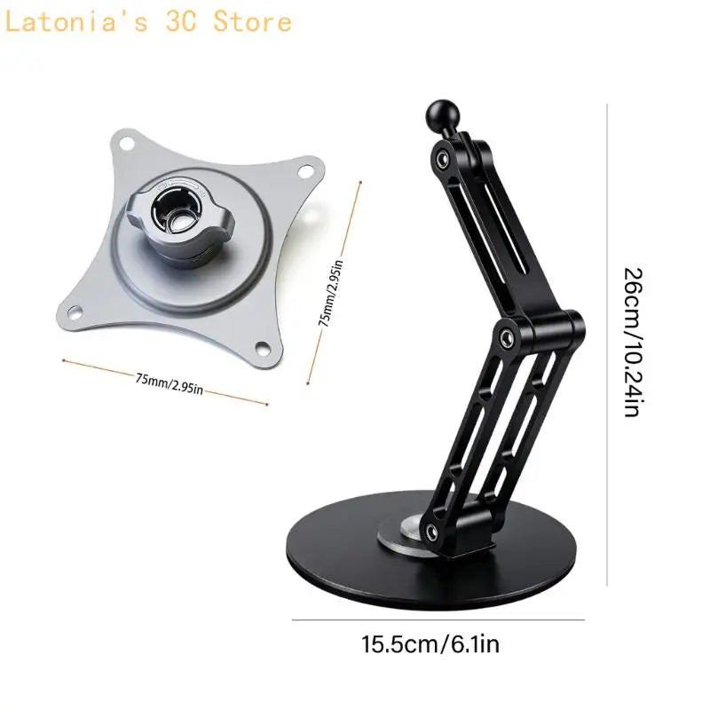 Portable Metal Monitor Stand — Adjustable VESA Desk Mount for Small Displays