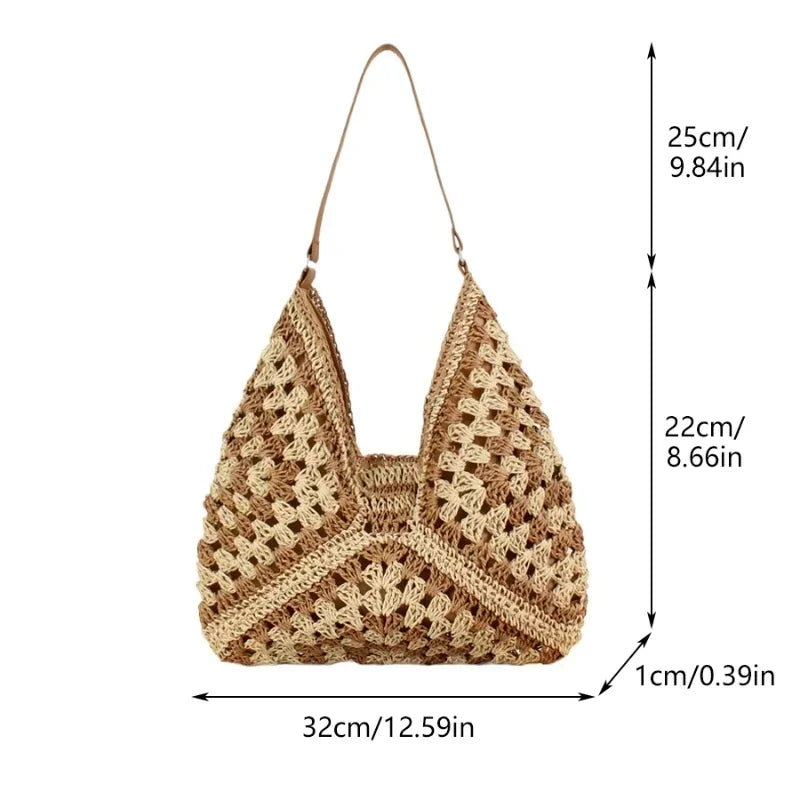 SMHXIANGQIANJIN Woven Straw Shoulder Bag — Elegant Summer Beach Tote