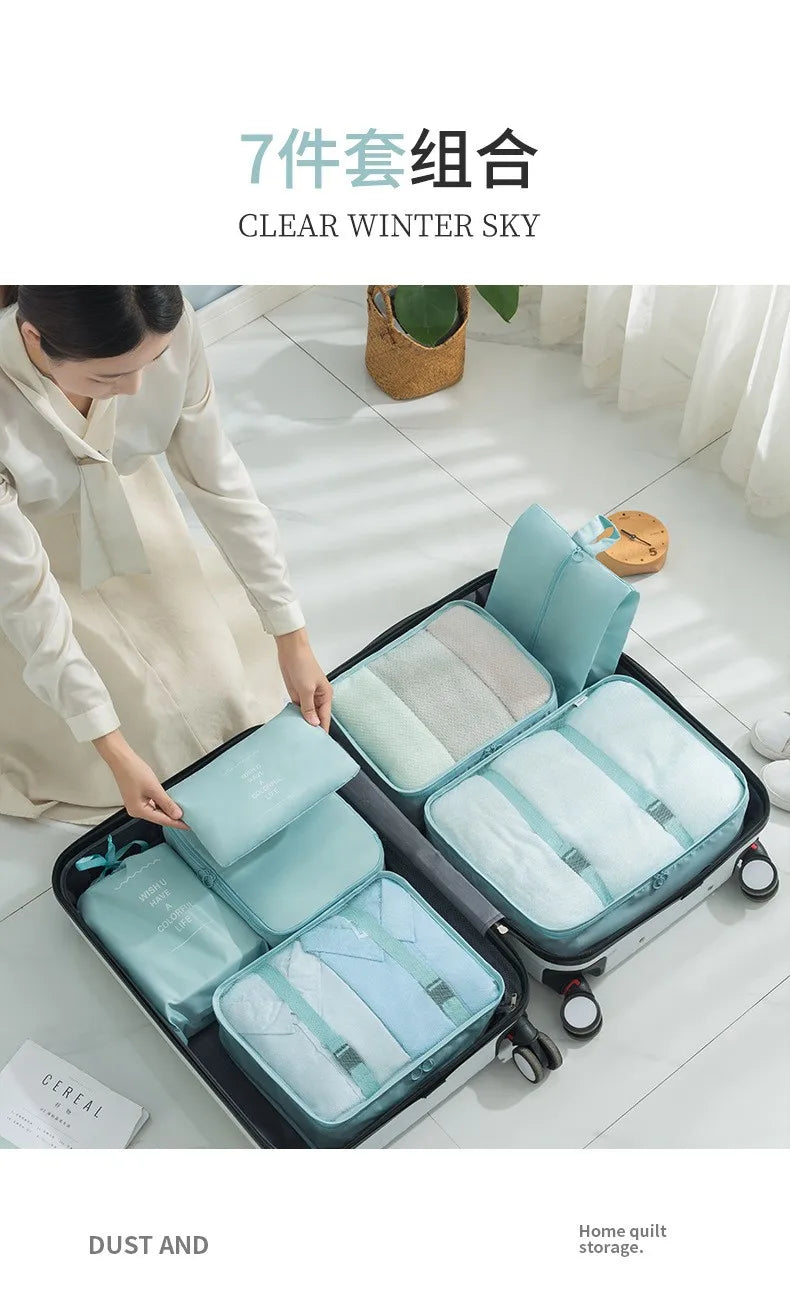 7-Piece Travel Bag Organizer Set — Durable Suitcase Storage Cubes