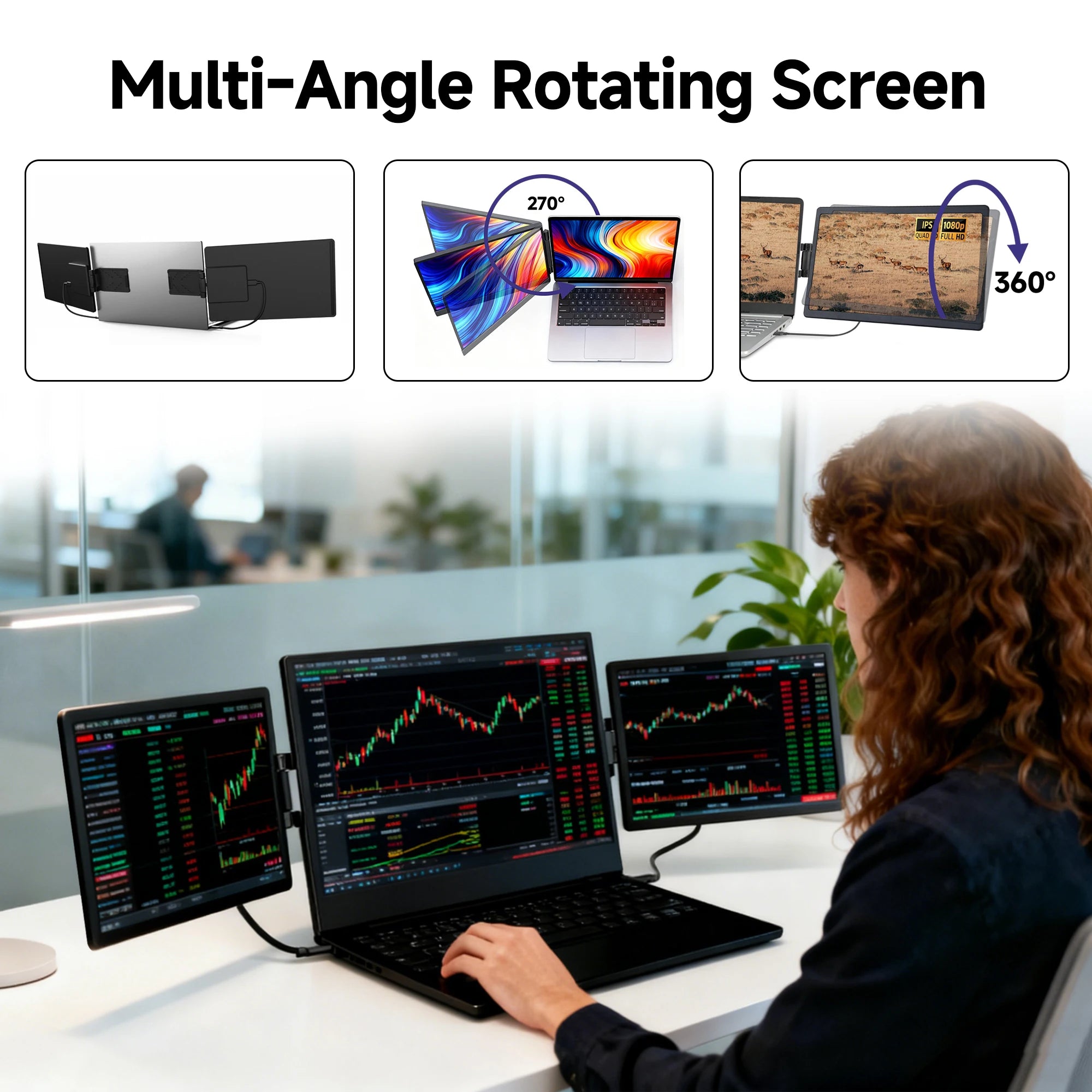 13.3-Inch Portable FHD Monitor — Dual Screen Expansion for Laptops and Tablets
